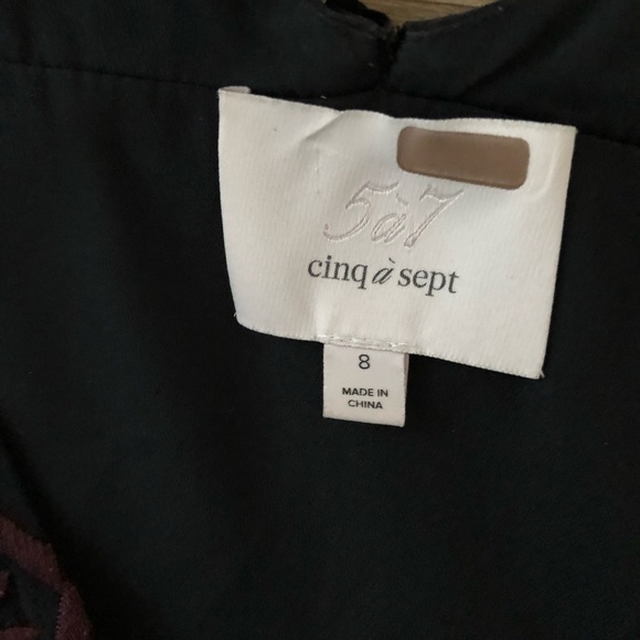 Cinq a Sept Silk Dress Mini Black Embroidered Tassels Zane US 8 - Picture 9 of 10
